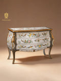 FH&HOME Rococo Revival Console Chest - Bird & Floral 3-Drawer Louis XV