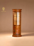 FH&HOME Coral Red Corner Cabinet - Triangular Chinoiserie Display