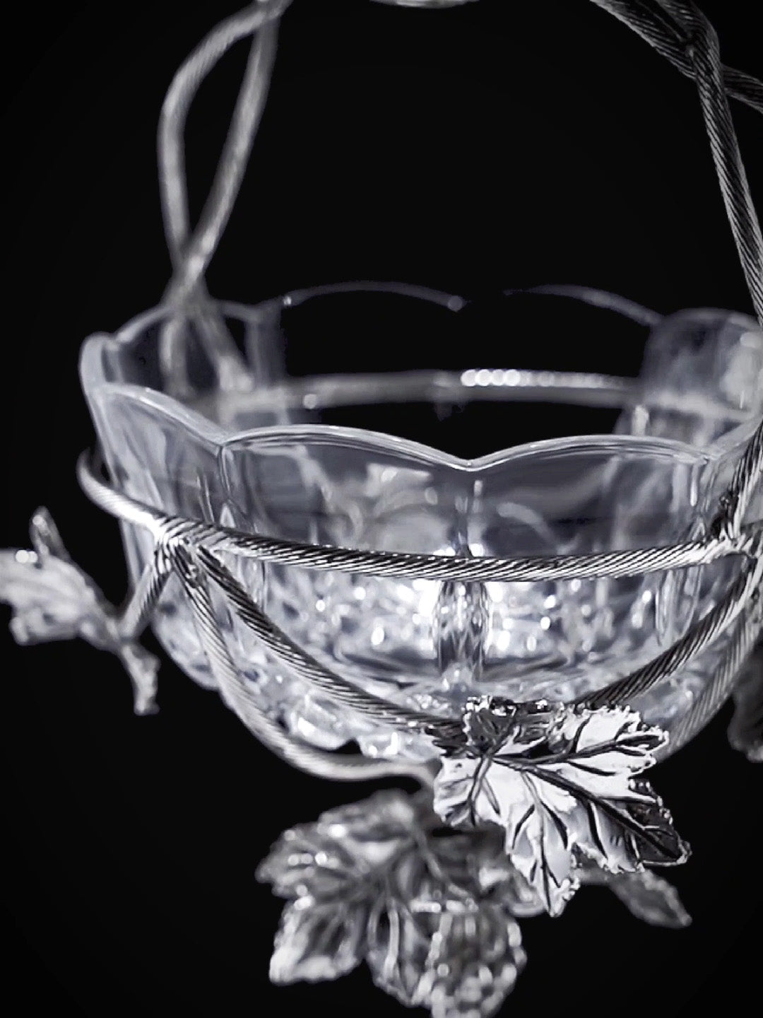 FH&HOME Victorian Grapevine Crystal Epergne Centerpiece