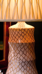 FH&HOME Porcelain Table Lamp - Modern Mermaid Scale with Gold Trim