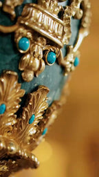 FH&HOME Turquoise Floor Lamp - Neo-Baroque Art Deco Majesty