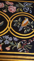 FH&HOME Black Gilded Bird & Floral Rectangular Wall Mirror