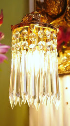 FH&HOME Deer Head Wall Sconce - Mirror Accent with Crystal Pendant
