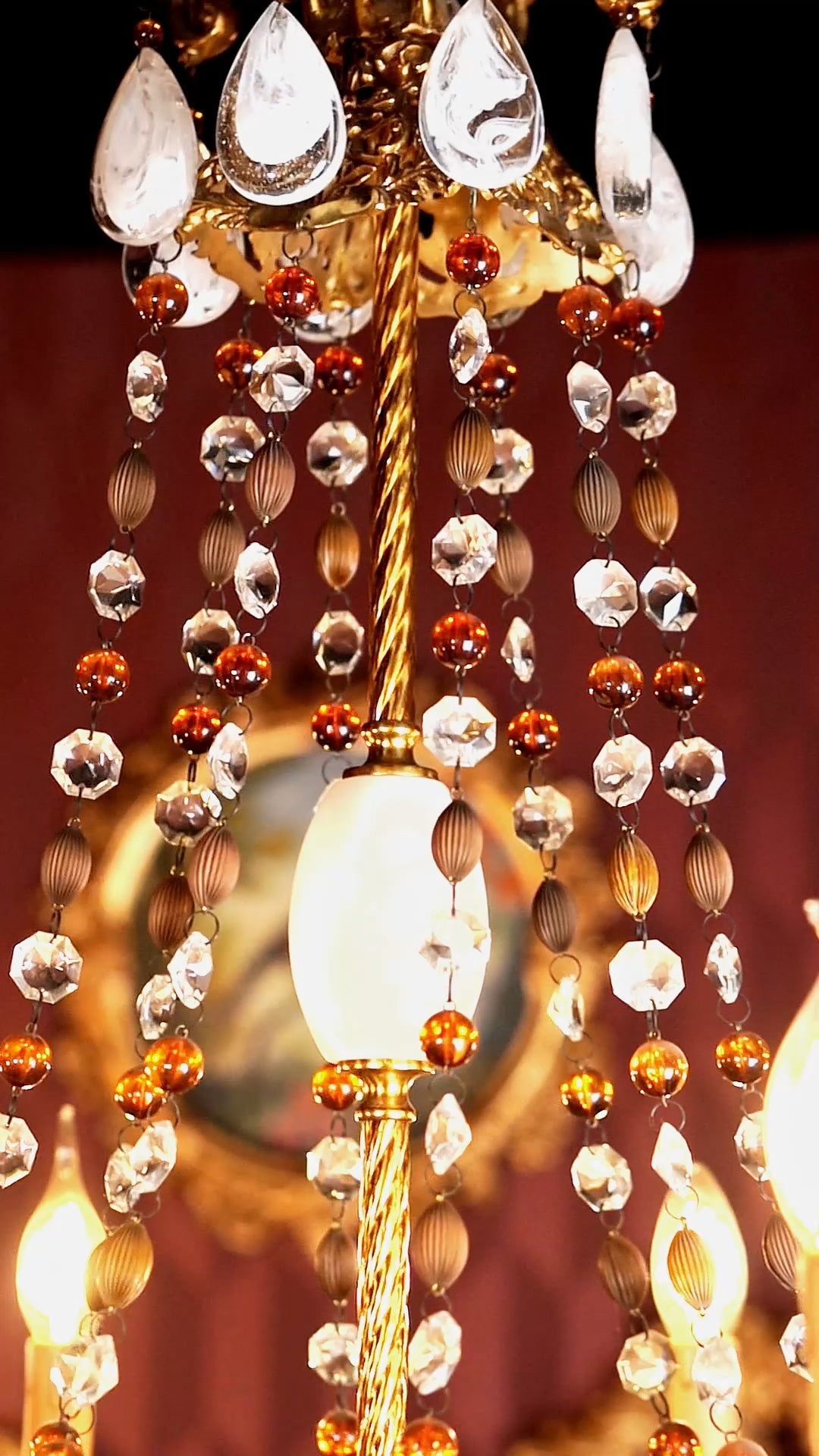 FH&HOME Baroque Brass Chandelier - Vintage Luxury with Crystal