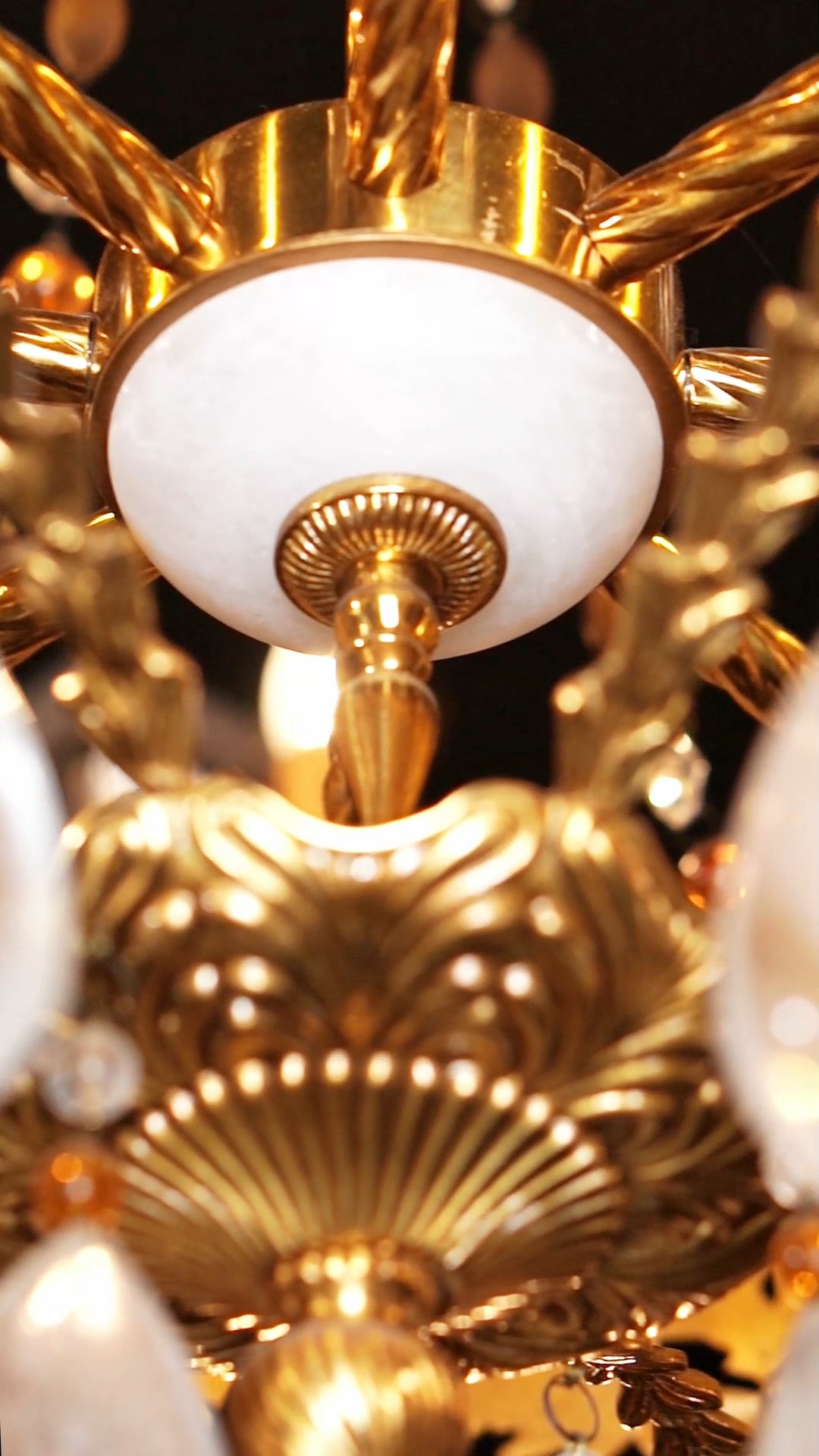FH&HOME Baroque Brass Chandelier - Vintage Luxury with Crystal