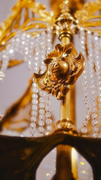 FH&HOME Porcelain Swan Chandelier - Delicate with Crystal and Brass