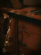 FH&HOME Cinnabar Mahjong Set - Gilded Orange Charm Series Table & Armchair