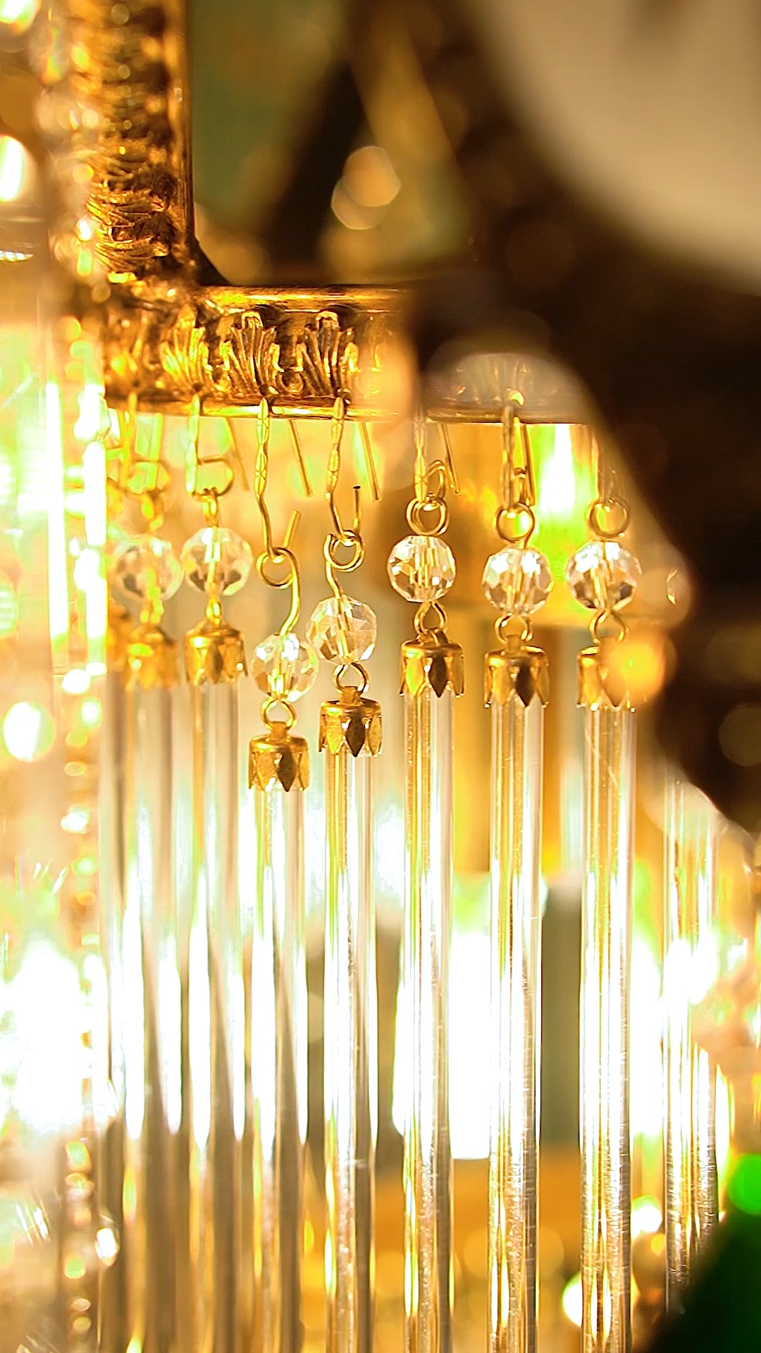 FH&HOME Crystal Tassel Floor Lamp - European Opulence Brass