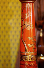 FH&HOME Orange Column Floor Lamp - Vintage Carved with Pleated Shade