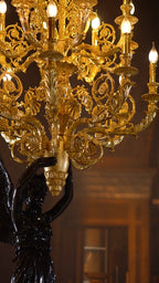 FH&HOME Guardian Angel Floor Lamp - Marble with Golden Chalice