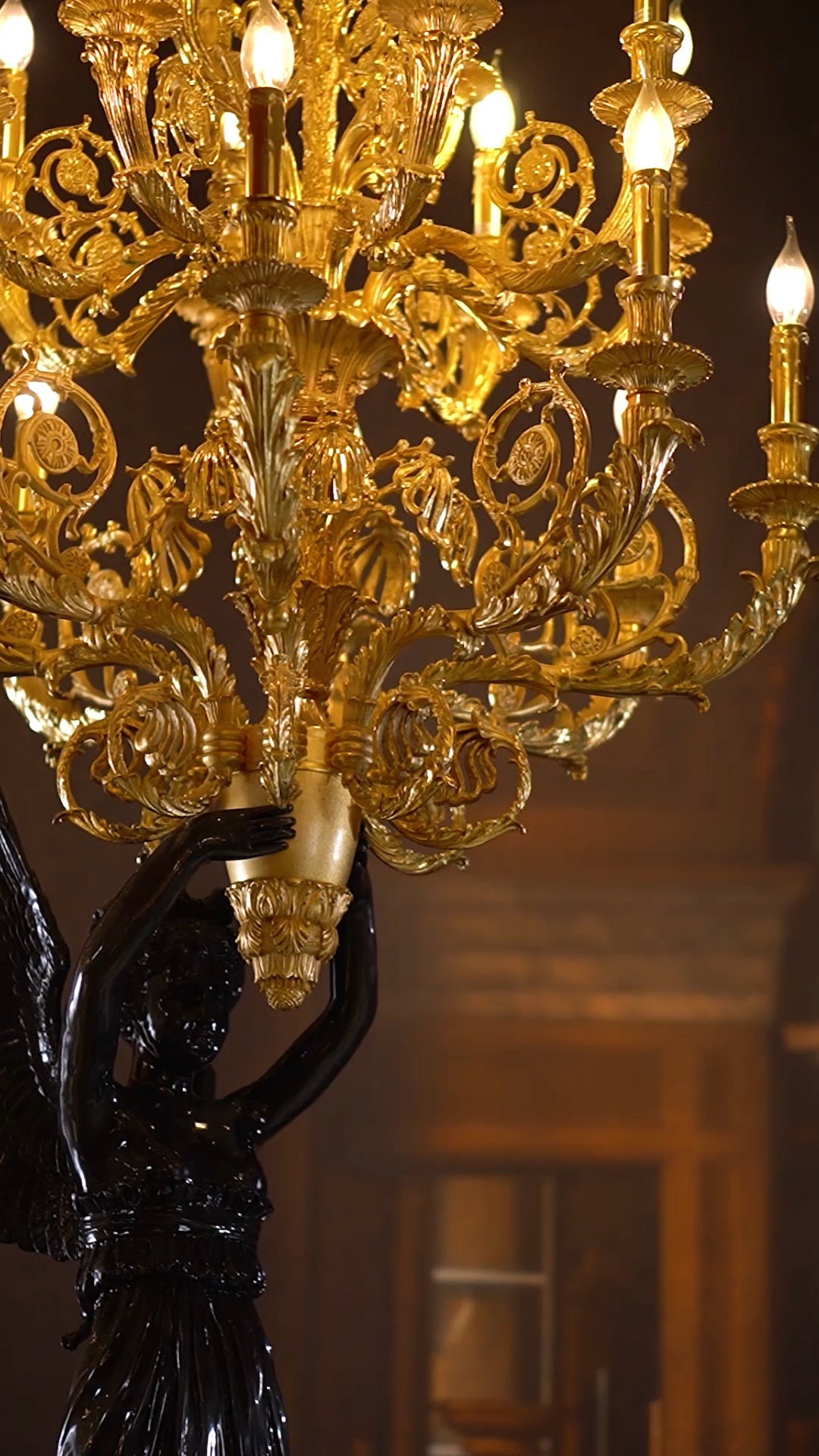 FH&HOME Guardian Angel Floor Lamp - Marble with Golden Chalice