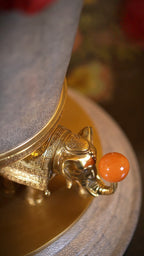 FH&HOME Ornate Elephant Base Decorative Planter - Brass Figurines