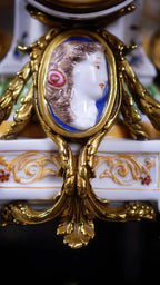 FH&HOME Romantic Cherub & Bird Accent Mantel Clock Set - Gilt Brass
