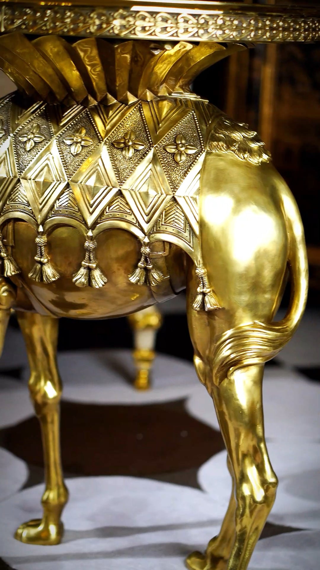 FH&HOME Brass Camel Table Set - Exotic Decorative Occasional