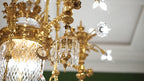 FH&HOME Palace Floral Chandelier - Ornate Crystal with Gilded Brass