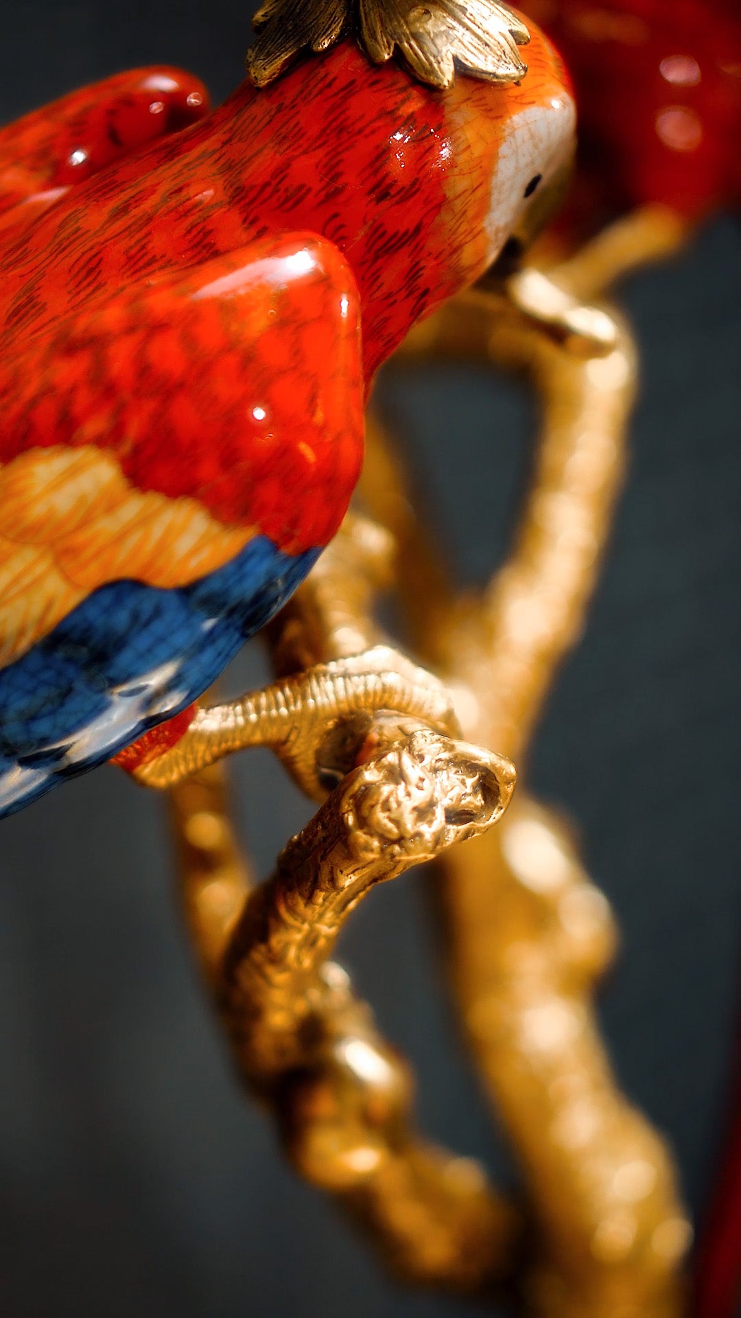 FH&HOME Art Deco Parrot Sculptural Branch Candle Holder - Gilded Retro Glamour