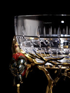 FH&HOME Prague Collection Toucan Crystal Glass Fruit Bowl & Vase - Brass Branch Supports