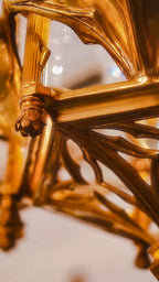 FH&HOME Porcelain Swan Chandelier - Delicate with Crystal and Brass