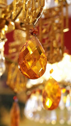 FH&HOME Gold Crystal Chandelier - Baroque Style with Grand Silhouette