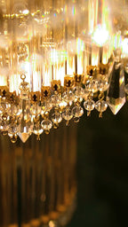 FH&HOME Crystal Tassel Floor Lamp - European Opulence Brass