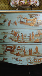 FH&HOME Marlene Series Gold Painted Chinoiserie Console Cabinet