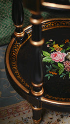 FH&HOME Craquelure Roses Occasional Table - Rococo Hand-Painted