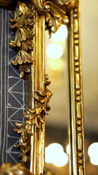 FH&HOME Rococo Gilded Cherub Sculpted Wall Mirror - Ornate Brass Frame Accent