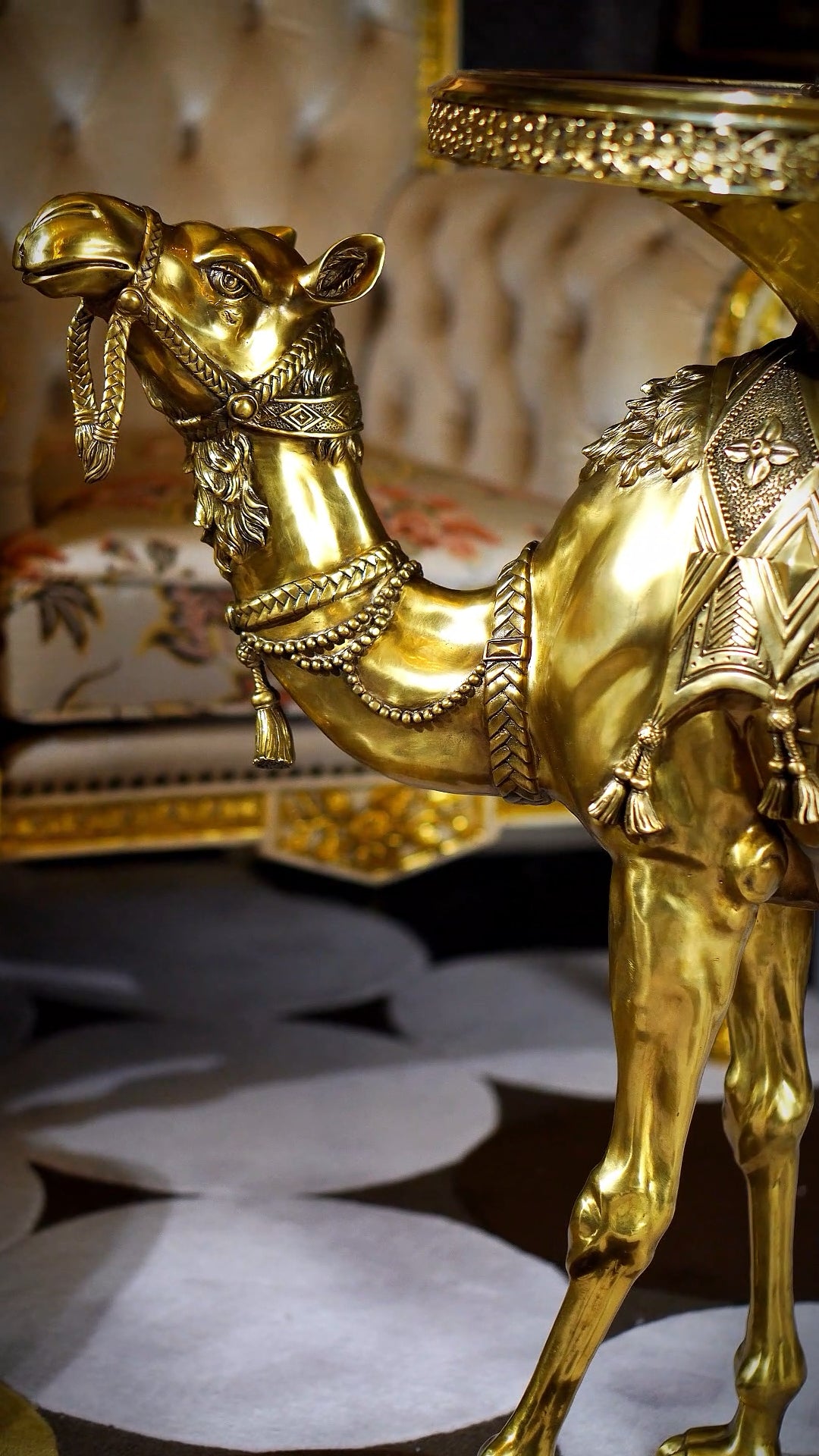 FH&HOME Brass Camel Table Set - Exotic Decorative Occasional