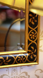 FH&HOME Black Gilded Bird & Floral Rectangular Wall Mirror