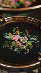 FH&HOME Craquelure Roses Occasional Table - Rococo Hand-Painted