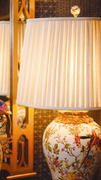 FH&HOME Spring Porcelain Lamp - Chinoiserie Avian with Gold Accents