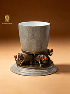 FH&HOME Ornate Elephant Base Decorative Planter - Brass Figurines