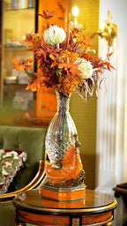 FH&HOME Prague Collection Peacock Crystal Decorative Vase - Gilded Trim