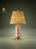 FH&HOME Porcelain Table Lamp - Modern Mermaid Scale with Gold Trim