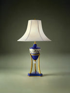 FH&HOME Chinoiserie Blue Porcelain Lamp - Ink Wash Bird Motif