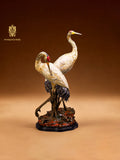 FH&HOME Red-Crowned Crane Couple Sculpture - Porcelain Symbol of Harmony