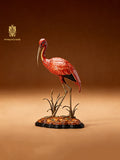 FH&HOME Vibrant Scarlet Ibis Sculpture - Hand-Painted Symbol of Tropical Beauty