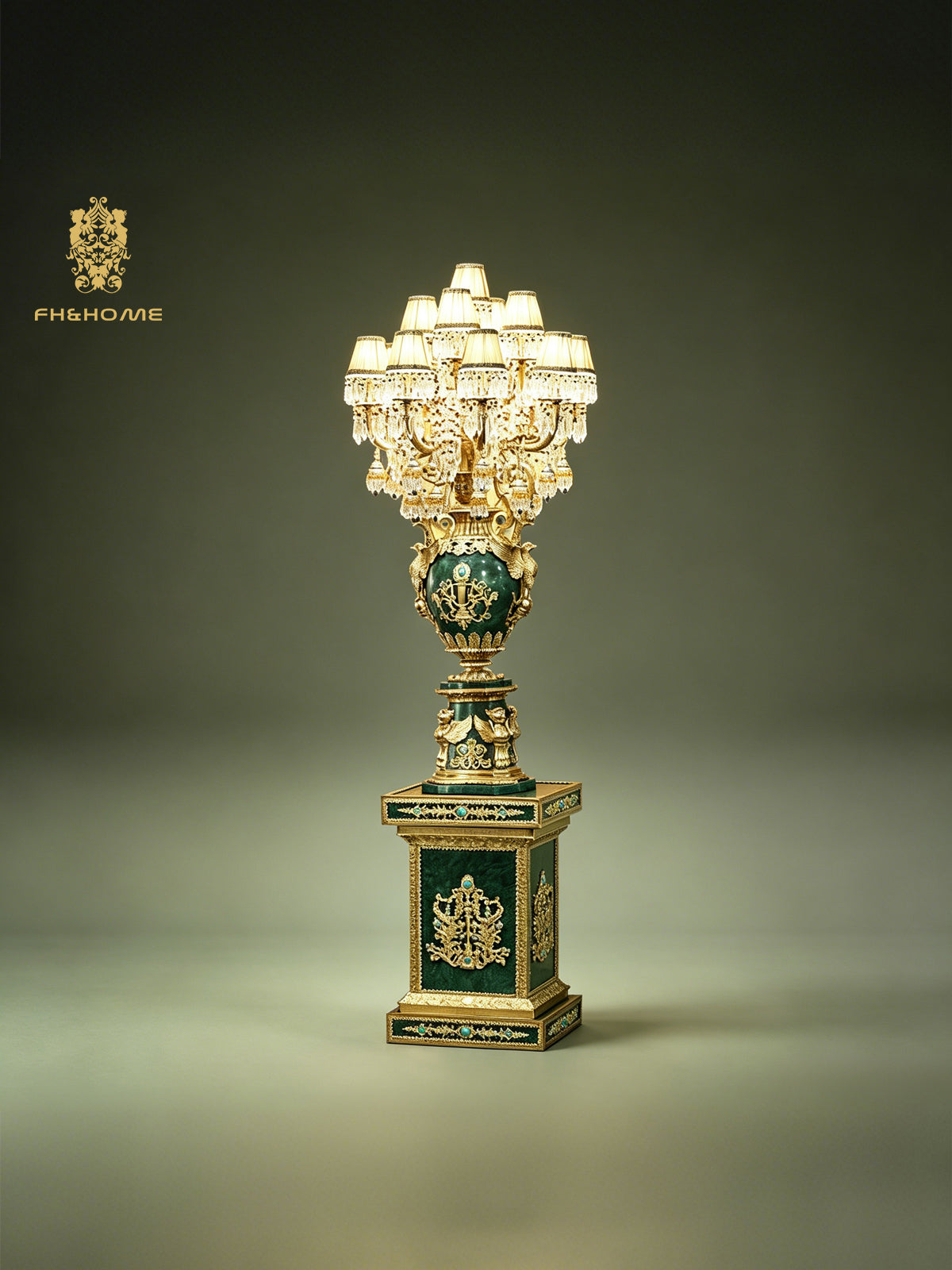 FH&HOME Turquoise Floor Lamp - Neo-Baroque Art Deco Majesty