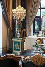 FH&HOME Turquoise Floor Lamp - Neo-Baroque Art Deco Majesty
