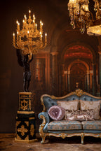 FH&HOME Guardian Angel Floor Lamp - Marble with Golden Chalice