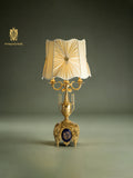 FH&HOME Gilded Urn Table Lamp - Rococo with Cobalt Blue Porcelain Inlay