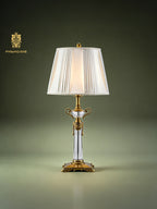 FH&HOME Classic Crystal Lamp - Elegant with Brass Base