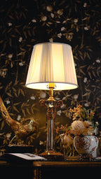 FH&HOME Classic Crystal Lamp - Elegant with Brass Base