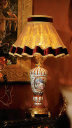 FH&HOME Ruffled Shade Table Lamp - Versailles-Inspired Floral