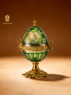 FH&HOME Aurora Glass Green Etched Royal Set - Baroque Style