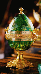 FH&HOME Aurora Glass Green Etched Royal Set - Baroque Style