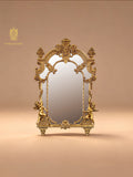 FH&HOME Rococo Gilded Cherub Sculpted Wall Mirror - Ornate Brass Frame Accent