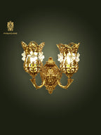 FH&HOME Rococo Crystal Flower Sconce - Brass with Floral Motifs