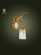 FH&HOME Deer Head Wall Sconce - Mirror Accent with Crystal Pendant