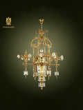 FH&HOME Palace Floral Chandelier - Ornate Crystal with Gilded Brass